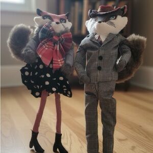 Debi Lilly City Holiday Fox & Mr Fox grey suit Tweed Herringbone Christmas decor